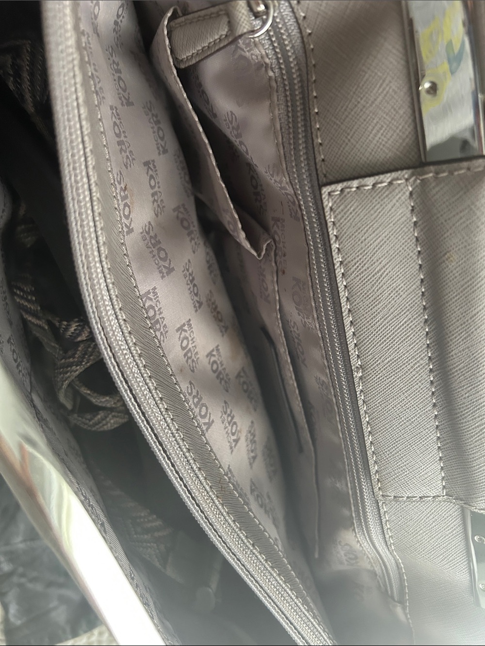 Michael Kors Taupe Gray Leather Shoulder Bag - Picture 6 of 16